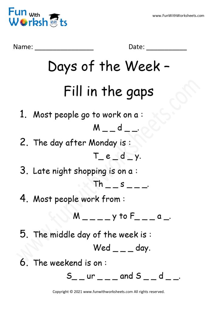 learn days of week free printable worksheets busy books