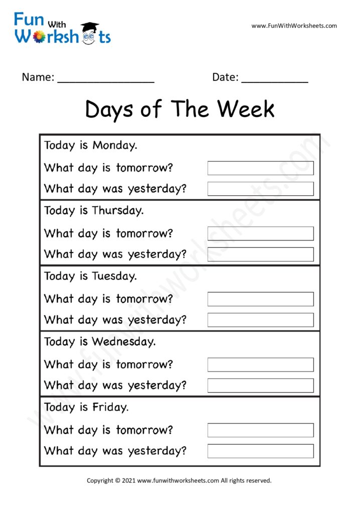 learn days of week free printable worksheets busy books