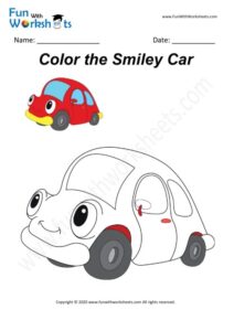 Smiley Car - Colouring Worksheet
