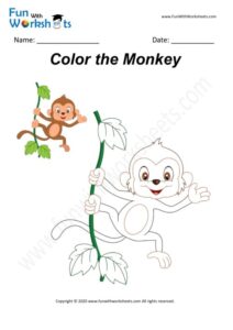Monkey- Colouring Worksheet