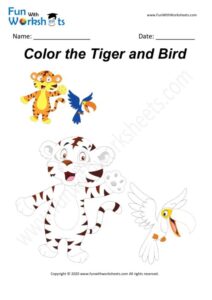 Tiger and Bird - Colouring Worksheet