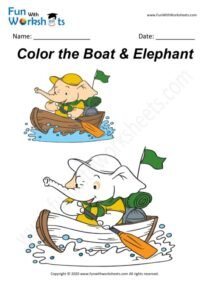 Boat and Elephant - Colouring Worksheet