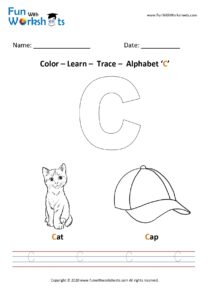 Color Trace and Learn Capital Alphabet C