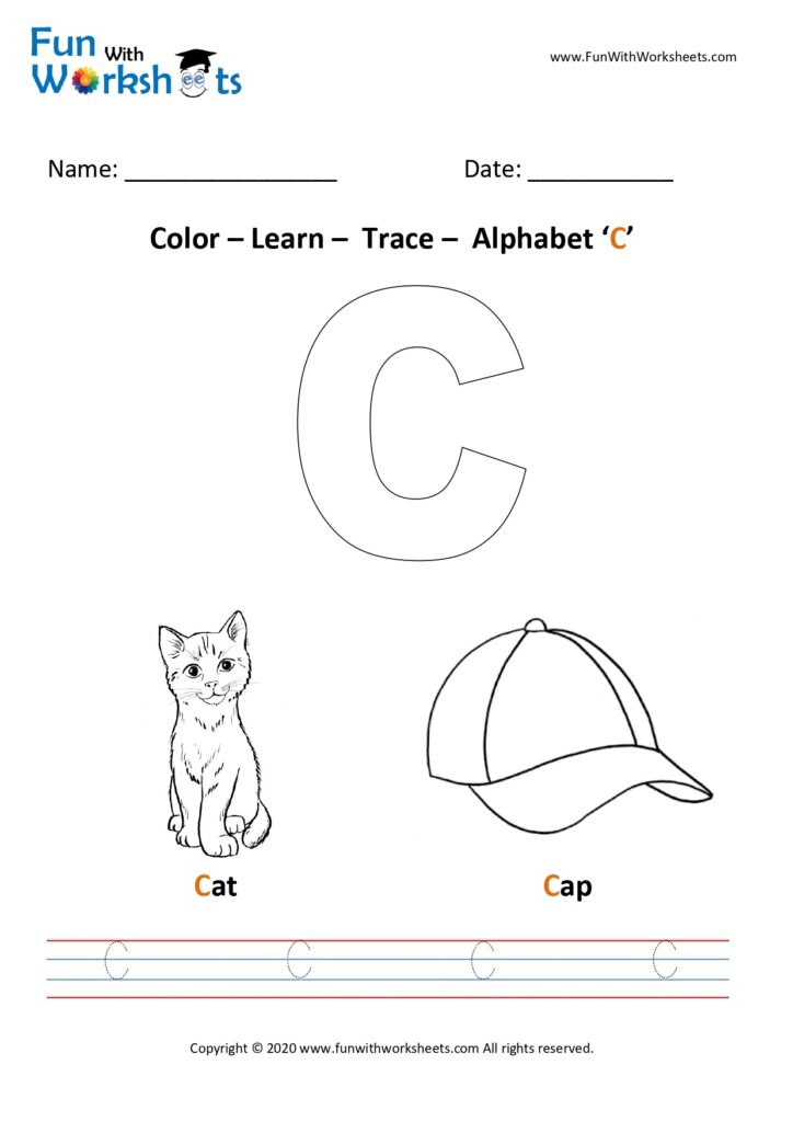 Color Trace and Learn Capital Alphabet C