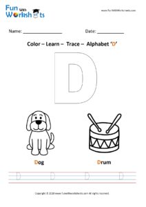 Color Trace and Learn Capital Alphabet D