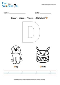 capital letter d color learn and trace free printable worksheets