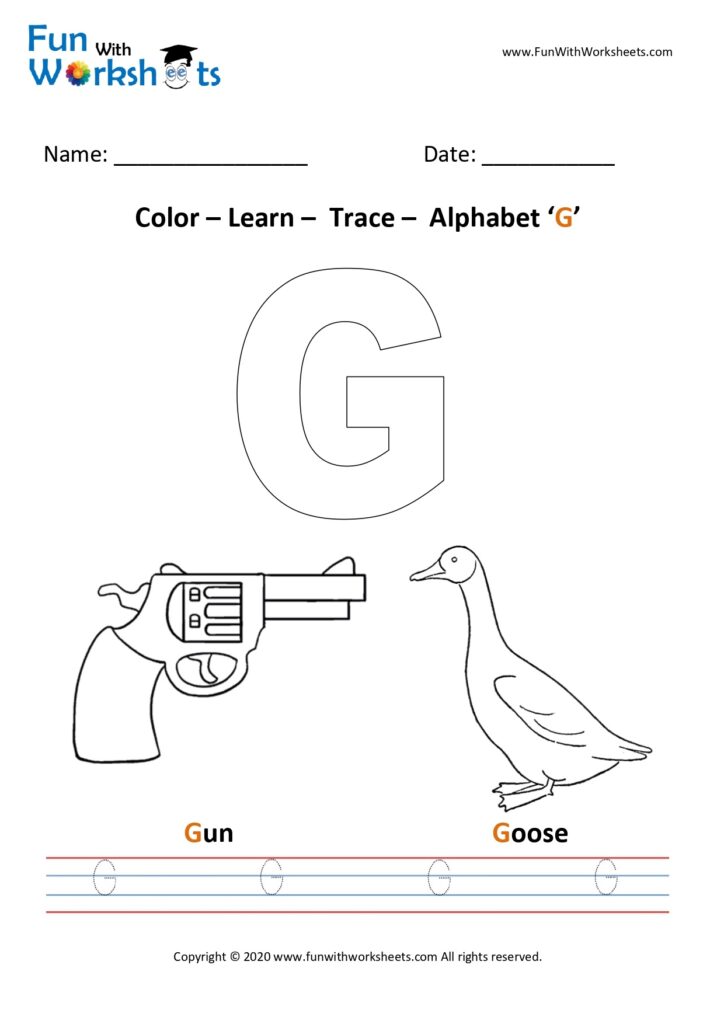 Color Trace and Learn Capital Alphabet G