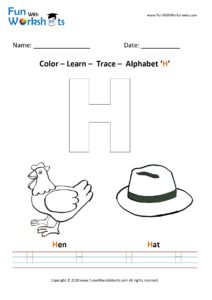 Color Trace and Learn Capital Alphabet H