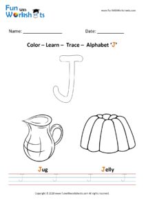 Color Trace and Learn Capital Alphabet J