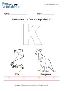 Color Trace and Learn Capital Alphabet K