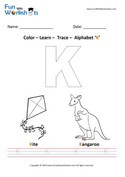 Color Trace and Learn Capital Alphabet K