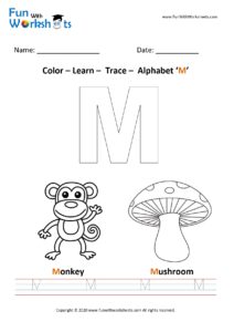 Color Trace and Learn Capital Alphabet M