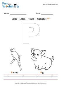 Color Trace and Learn Capital Alphabet P