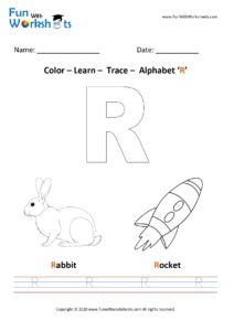 Color Trace and Learn Capital Alphabet R