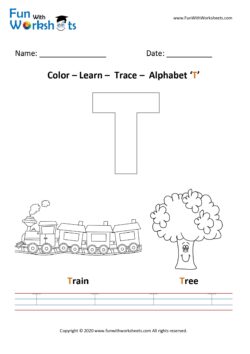 Color Trace and Learn Capital Alphabet T