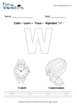 Color Trace and Learn Capital Alphabet W