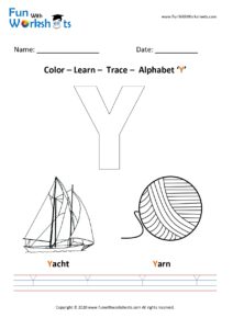 Color Trace and Learn Capital Alphabet Y