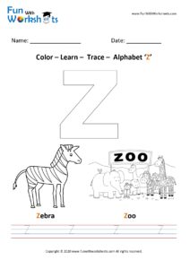 Color Trace and Learn Capital Alphabet Z