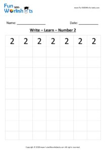 Trace and Learn Number 2 for Kindergarten Kids .