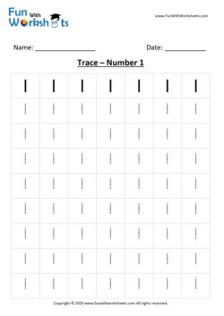 Trace and Learn Number 1 for Preschool Kids .