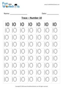 Trace and Learn Number 10 for Preschool Kids .