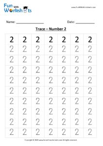 Trace and Learn Number 2 for Preschool Kids .