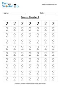 Trace and Learn Number 2 for Preschool Kids .