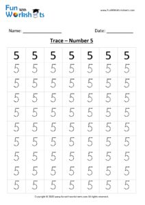 number 5 trace and learn worksheet free printable worksheets