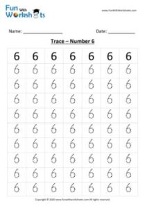 Trace and Learn Number 6 for Preschool Kids .