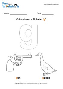 Color and Learn Small Alphabet g
