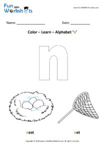 Color and Learn Small Alphabet n