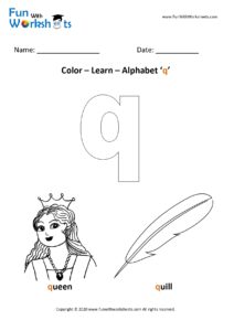 Color and Learn Small Alphabet q