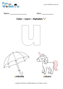 Color and Learn Small Alphabet u