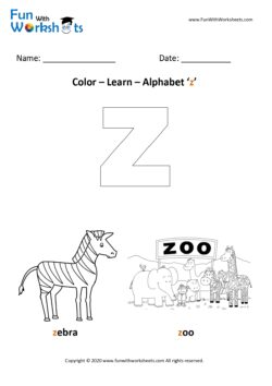 Color and Learn Small Alphabet z