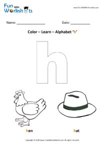 Color Learn small alphabet h