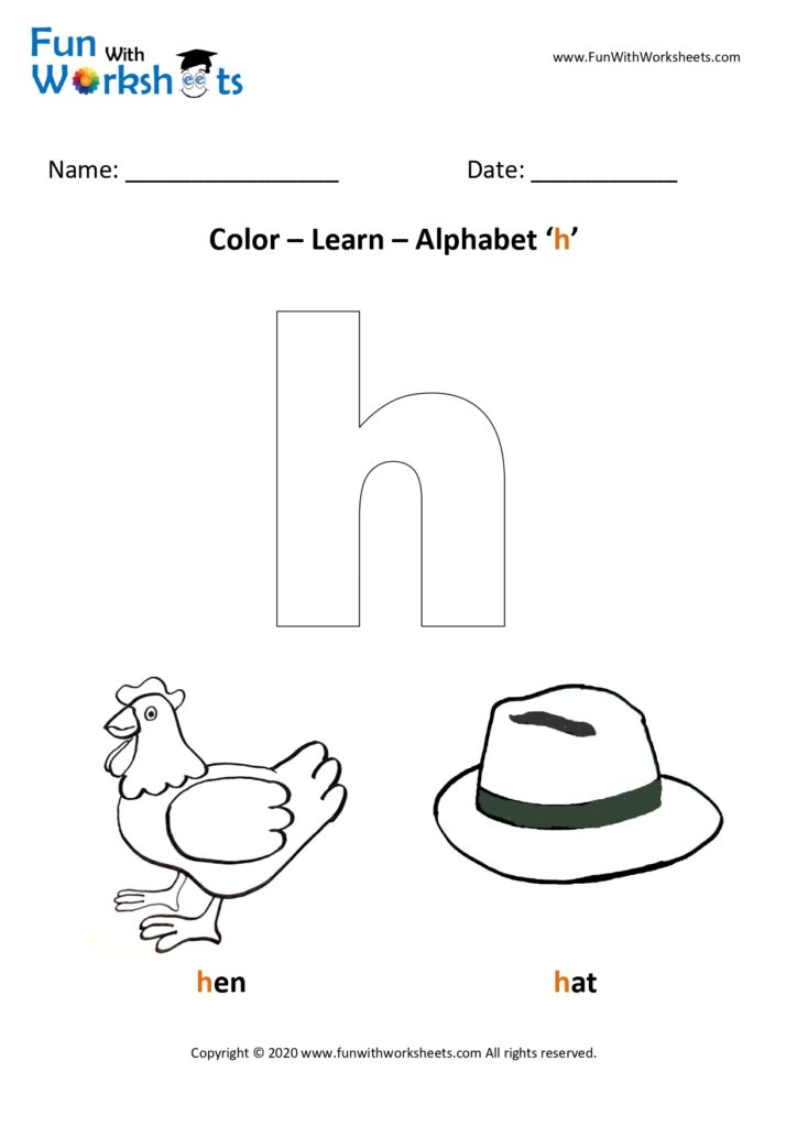 Color Learn small alphabet h