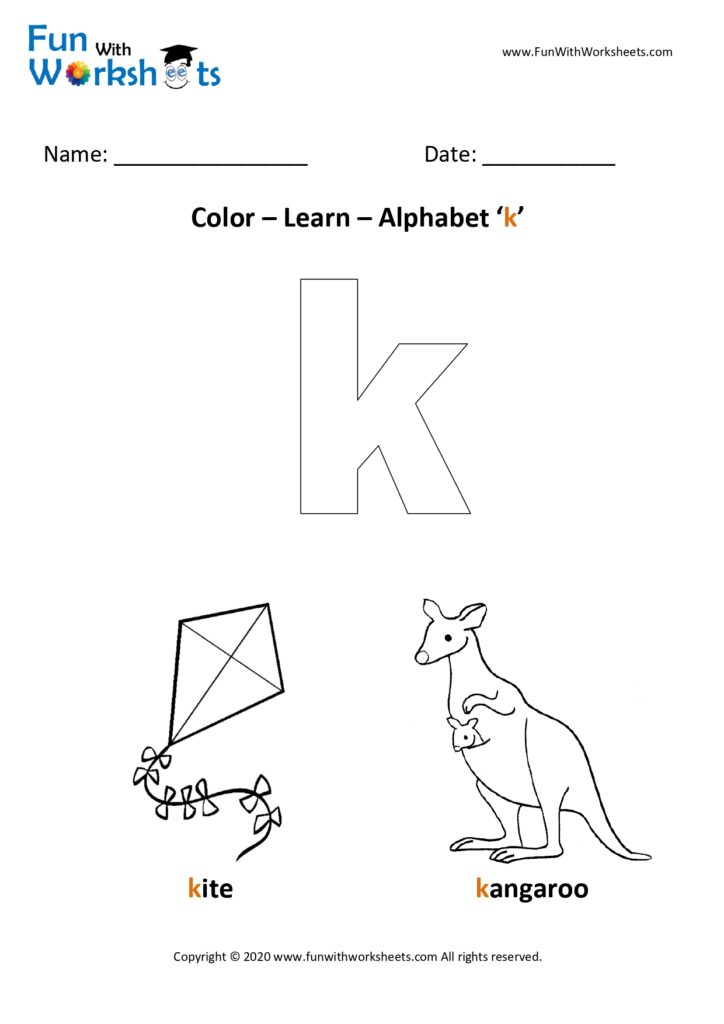 Color Learn small alphabet k