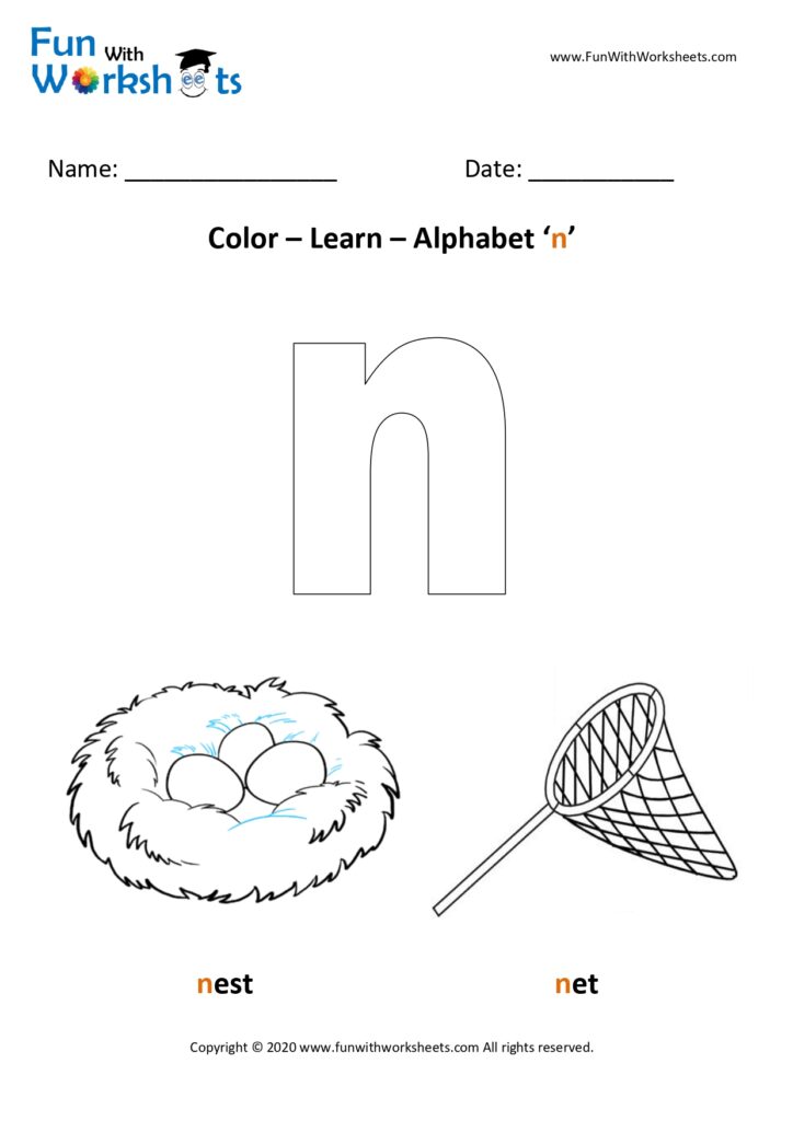 Color Learn small alphabet n
