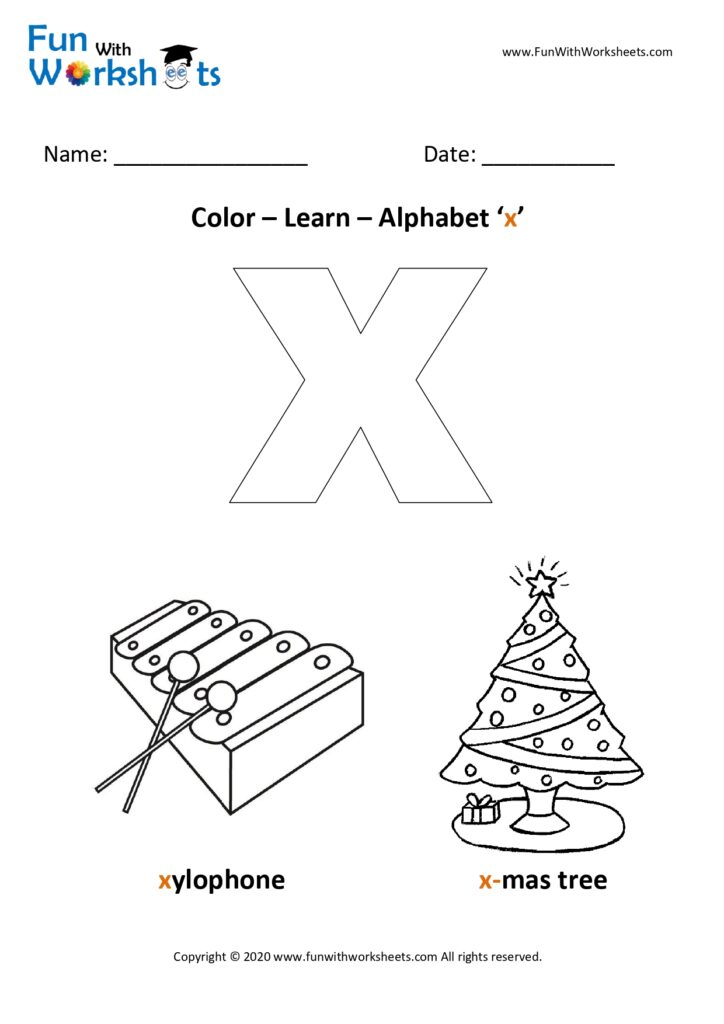 Color Learn small alphabet x
