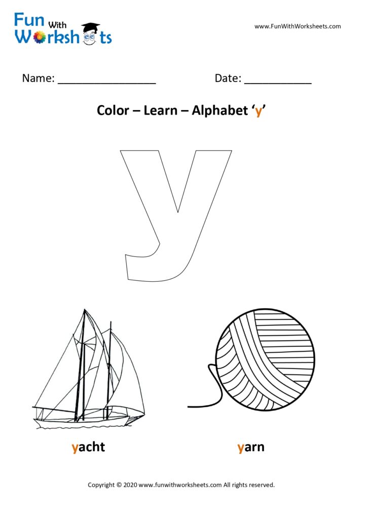 Color Learn small alphabet y