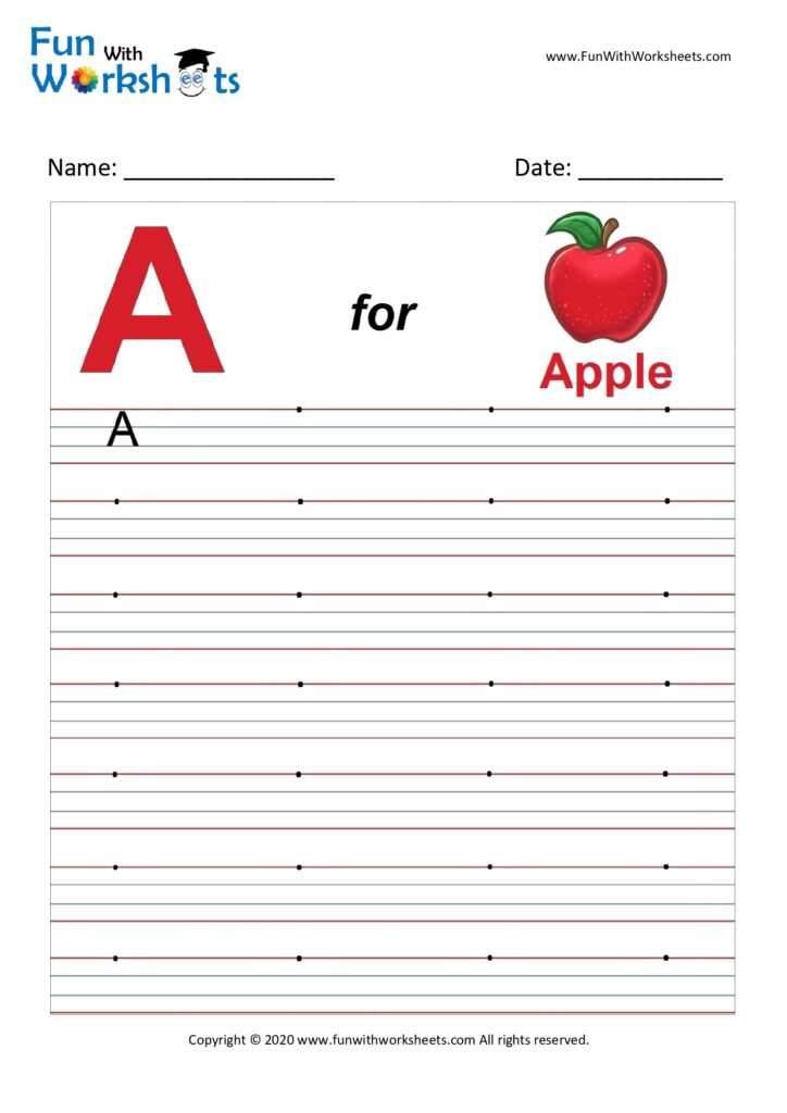 Capital Alphabet Tracing Worksheet Letter A