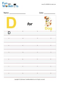 Capital Alphabet Tracing Worksheet Letter D