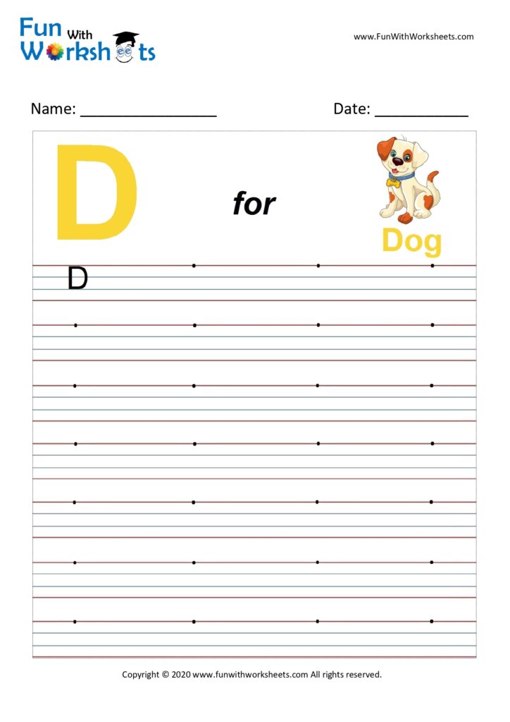 Capital Alphabet Tracing Worksheet Letter D