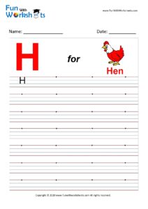 Capital Alphabet Tracing Worksheet Letter H