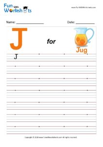 Capital Alphabet Tracing Worksheet Letter J