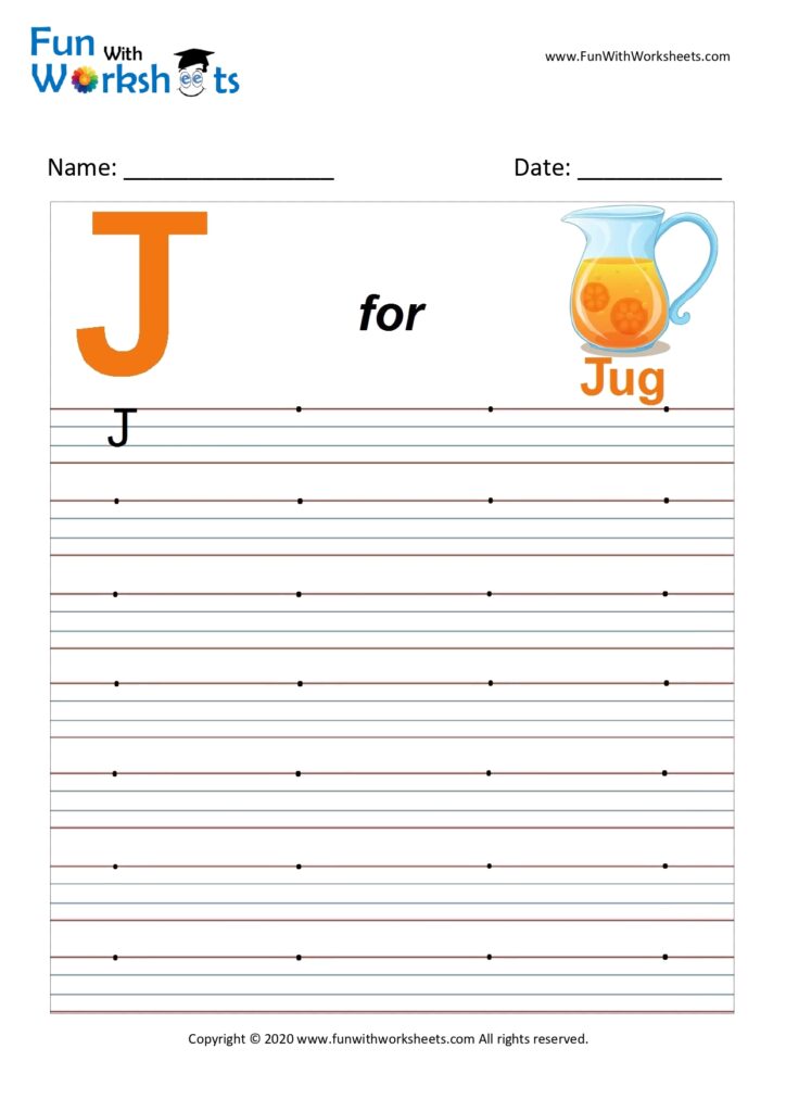Capital Alphabet Tracing Worksheet Letter J