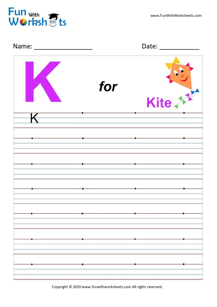 Capital Alphabet Tracing Worksheet Letter K