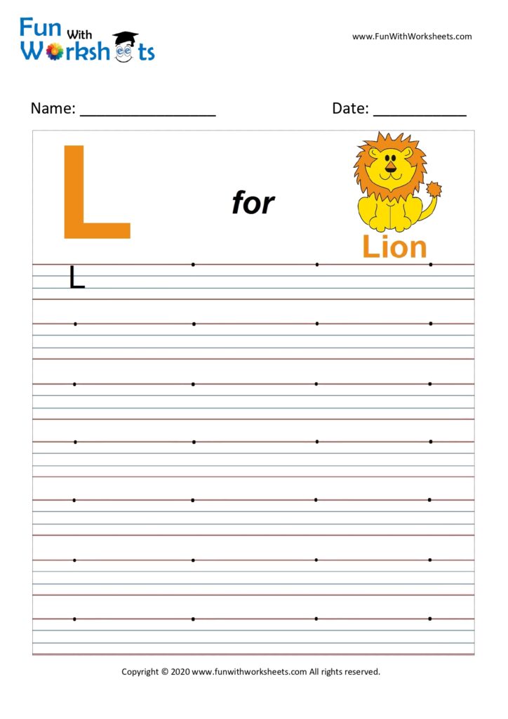 Capital Alphabet Tracing Worksheet Letter L