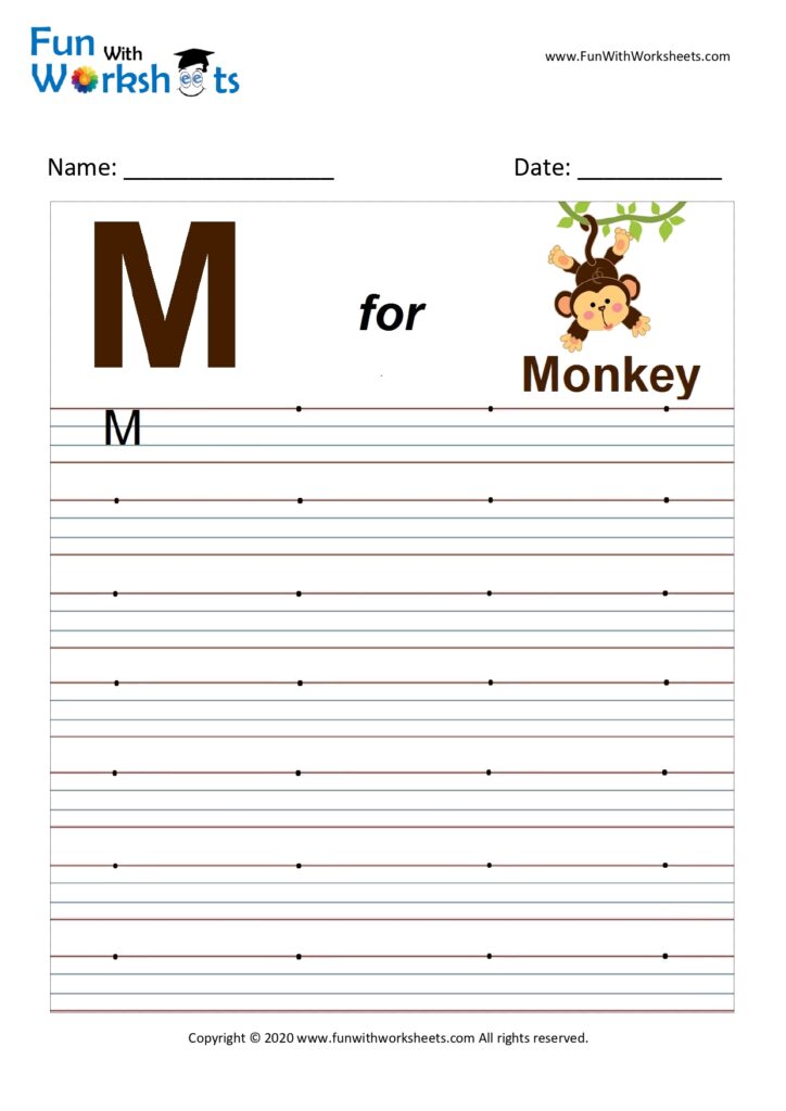 Capital Alphabet Tracing Worksheet Letter M