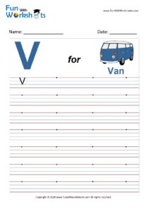 Capital Alphabet Tracing Worksheet Letter V